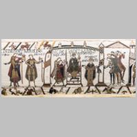 Bayeux Tapestry, the coronation of Harold II of England, photo by Myrabella, Wikipedia.jpg